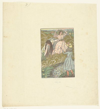 Egy lány és két nő a patak mellett A halak királynője alkotó: Lucien Pissarro