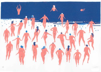 Nude Beach Run, 2016 (szitanyomat) alkotó: Lucy Banaji