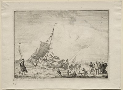 Hajó vízre bocsátása, 1701. alkotó: Ludolf Backhuysen