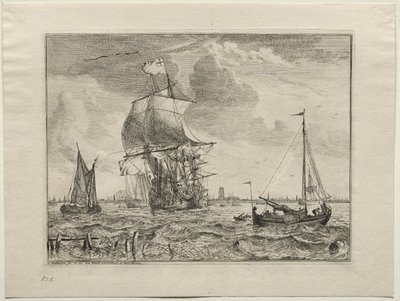 Tengeri jelenet Amszterdam a távolban, 1701. alkotó: Ludolf Backhuysen