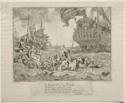 Amszterdam megszemélyesítése, lovaglás a Neptun-szekeren, 1701. alkotó: Ludolf Backhuysen