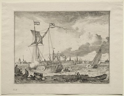Amszterdam kilátása hajókkal az előtérben, 1701. alkotó: Ludolf Backhuysen
