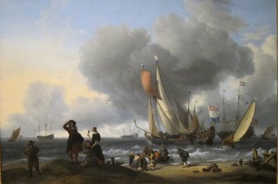 Hollandok hajóra szállnak egy jachton alkotó: Ludolf Bakhuizen