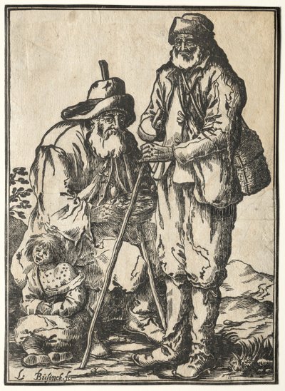 Két koldus és a leprás gyermek. alkotó: Ludolph Büsinck