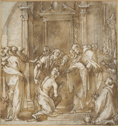 Saint Vincent Ferrer felveszi a ruháit alkotó: Ludovico Cardi called Cigoli