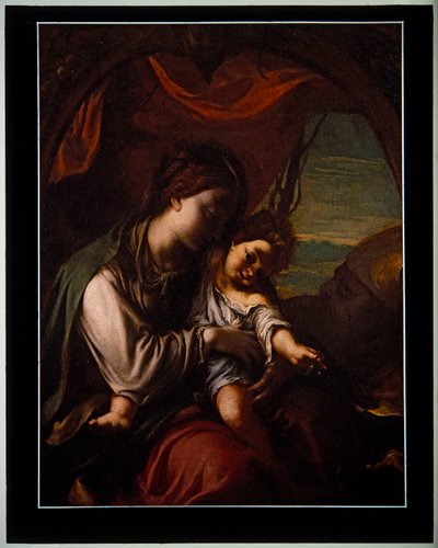 A Madonna és gyermeke Szent Antal Abbottal (panel) alkotó: Ludovico Carracci
