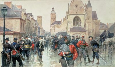 A garibaldini és a francia csapatok összejövetele Tours-ban alkotó: Ludovico Marchetti