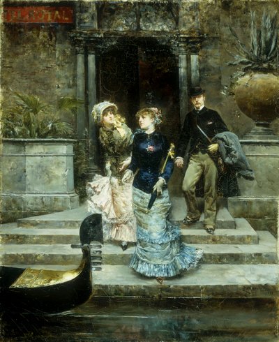 Indulás a Hotel Royalból, Velence, 1881 alkotó: Ludovico Marchetti