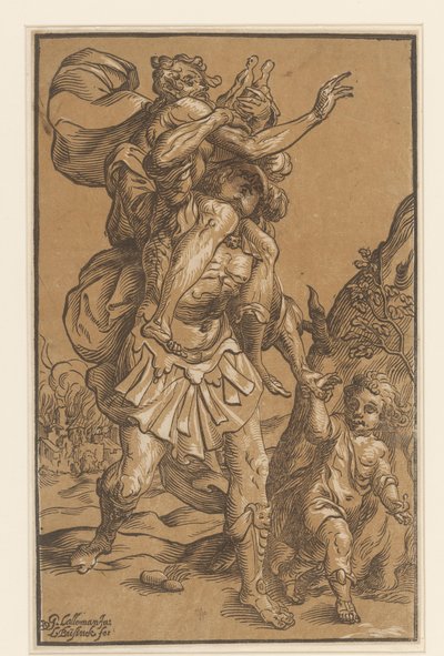 Aeneas elviszi apját Trójából alkotó: Ludwig Businck