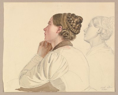 Imádkozó nő tanulmányai alkotó: Ludwig Emil Grimm