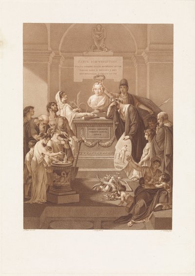 Allegorikus jelenet az 1806-ban elhunyt Jan Nieuwenhuyzen emlékkővel alkotó: Ludwig Gottlieb Portman