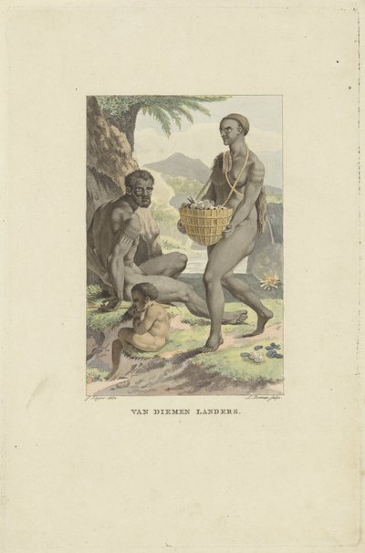 Tasmánia népe Van Diemen Landers (cím az objektumon) alkotó: Ludwig Gottlieb Portman