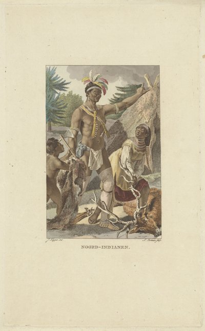 Irokéz család a póló előtt Észak-indiaiak (cím a tárgyon) alkotó: Ludwig Gottlieb Portman