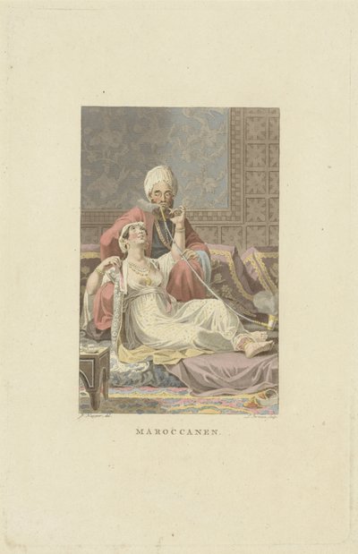 Marokkói pár teaházban marokkóiak (cím a tárgyon) alkotó: Ludwig Gottlieb Portman