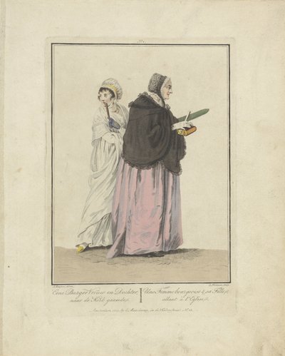 Anya és lánya úton a templomba Egy polgár felesége és lánya; templomba járás / Une Femme bourgeoise & sa Fille, allant à l
