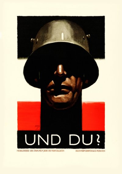 És te Acélsisak, Frontkatonák Ligája, 1929. alkotó: Ludwig Hohlwein