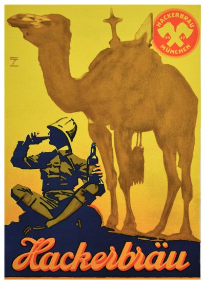 A Hackerbrau sör plakátja, 1930 körül (litográfia) alkotó: Ludwig Hohlwein