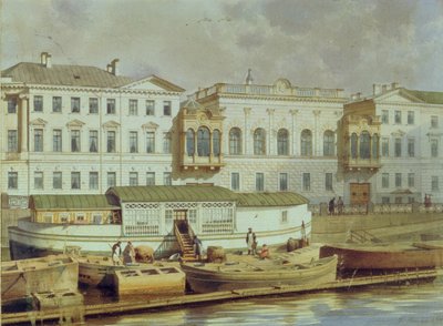 Naryskin palota a Fontanka folyón, 19. század közepe. alkotó: Ludwig Premazzi