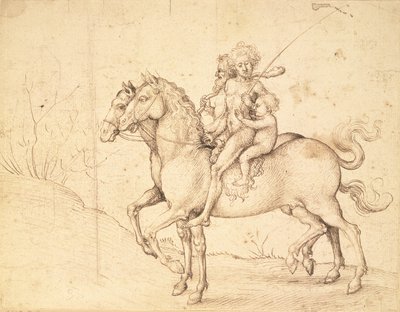 Vadak lóháton (toll és barna tinta) alkotó: Ludwig Schongauer