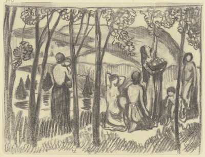 Térdelő nők és gyümölcsszedő nő alkotó: Ludwig von Hofmann