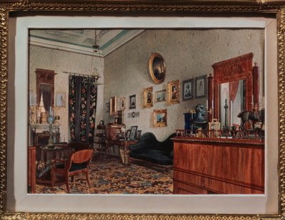 Michail Obreskov dolgozószobája. Luigi Premazzi (1814-1891) munkája, akvarell papíron alkotó: Luigi Premazzi
