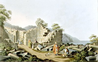 Egy ókori templom romjai Szamoszon, 58. tábla a "Views in the Ottoman Dominions" című kiadványból (R. Bowyer). alkotó: Luigi (after) Mayer