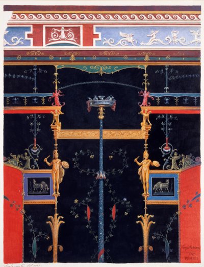 Fali dekorációk az Aulus Vettius házból, Pompei, i.sz. 36-39 körül alkotó: Luigi Bazzani