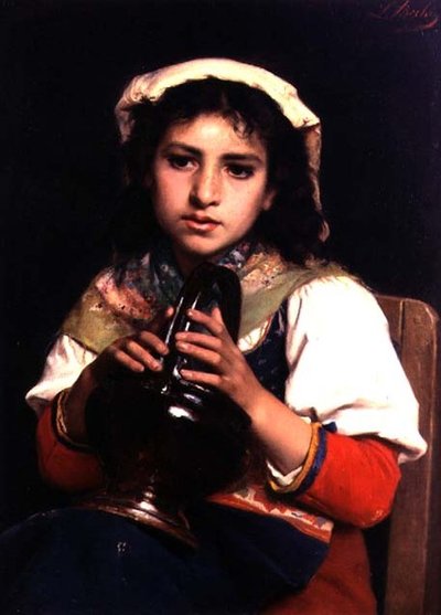 Lány kancsóval (olaj, vászon) alkotó: Luigi Bechi