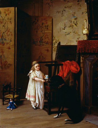 Reggeli két személyre, Luigi Crosio (1835-1915), olaj, panel, 42x32 cm alkotó: Luigi Crosio