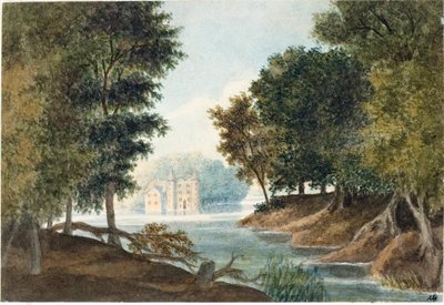 Táj folyóval és villával (akvarell, 1825 körül) alkotó: Luigi Garibbo