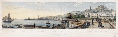 Panorámás kilátás Genova városára (litográfia alkotó: Luigi Garibbo