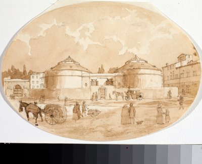 Kilátás a Porta al Prato térre Firenzében (tinta és akvarell alkotó: Luigi Garibbo