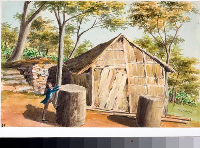 Egy kabin kilátása (akvarell, 1823 körül) alkotó: Luigi Garibbo