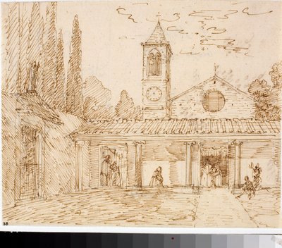 Egy reneszánsz stílusú templom látképe (Tusrajz, 1825 körül) alkotó: Luigi Garibbo