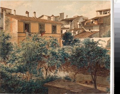 Kilátás a firenzei házakra (akvarell, 1825 körül) alkotó: Luigi Garibbo