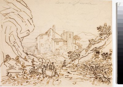 Munkások a Firenze melletti Fiesole-i kőbányában (Tintarajz, 1823 körül) alkotó: Luigi Garibbo