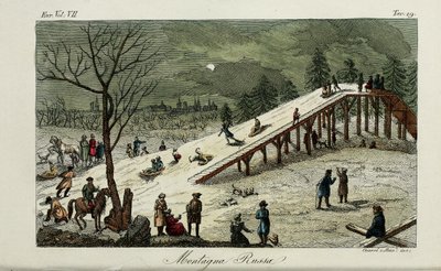 Egy hullámvasút. Illusztráció az ókori és újkori szokások vagy kormányzás történetéből, Giulio Ferrario, 1831 alkotó: Luigi Giarrè