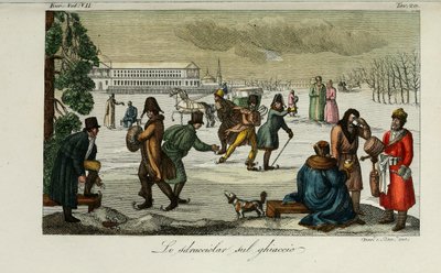 Korcsolyapálya. Illusztráció az ókori és újkori szokások vagy kormányzás történetéből, Giulio Ferrario, 1831 alkotó: Luigi Giarrè