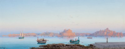 Grand Harbour, Málta, Vallettából, 1911 alkotó: Luigi Maria Galea