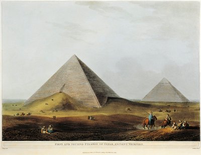 Arab lakóház ókori romokra épült az egyiptomi Menuf-csatorna mentén Luigi Mayer Egyiptom látványaiból, metszet alkotó: Luigi Mayer