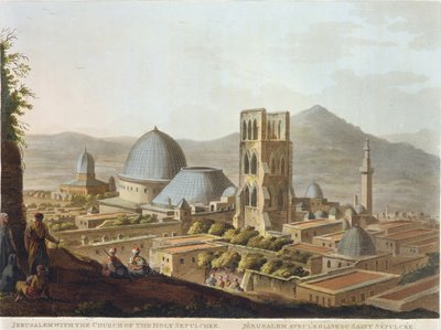 Jeruzsálem a Szent Sír templommal, 3. tábla a „Nézetek Palesztinában”, pub. írta: Robert Bowyer (1758-1834) 1803 (akvatinta) alkotó: Luigi Mayer