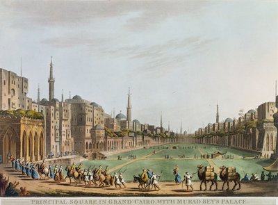 A nagykairói főtér, Murad bej palotájával, 27. tábla a "Views in Egypt" című képből, Thomas Milton (1743-1827) metszete, kiadó: Robert Bowyer (1758-1834) 1801 (aquatinta). alkotó: Luigi Mayer