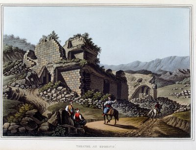 Színház romokban Ephesében, egykor Görögország ősi városában, ma Törökországban. "" Kilátások az oszmán uralmakban, Európában, Ázsiában és néhány mediterrán szigeten"" című részben Luigi Mayer (London) eredeti rajzaiból alkotó: Luigi Mayer