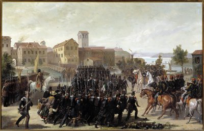Peschiera del Garda városának piemontiak általi elfoglalása, 1848. május 30. (olaj, vászon alkotó: Luigi Morgari