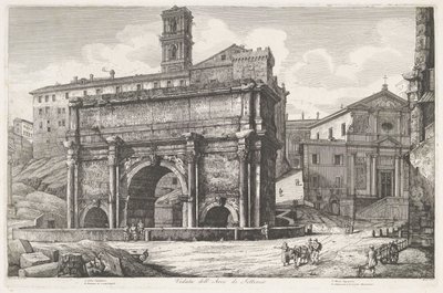 Boog van Septimius Severus Rómában Kilátás a Septimius-ívre (cím a tárgyon) alkotó: Luigi Rossini