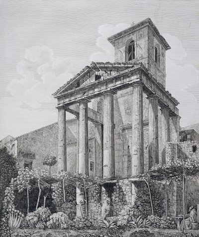 Herkules temploma Corában, a „Róma körvonalainak régiségei”, 1824-26 között (lásd még: 205039) alkotó: Luigi Rossini