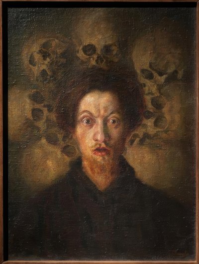 Önarckép koponyákkal alkotó: Luigi Russolo