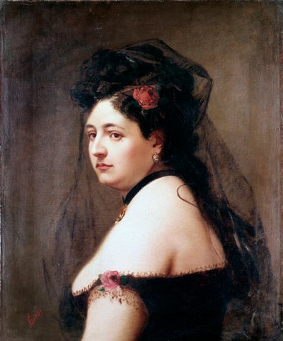 Elisabetta Galletti Gianoli olasz énekesnő portréja (Festmény alkotó: Luigi Sorio