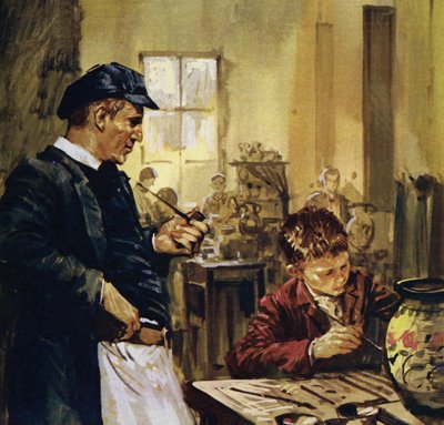 Pierre Auguste Renoir gyerekként egy porcelángyárban dolgozott (színes litográfia) alkotó: Luis Arcas Brauner