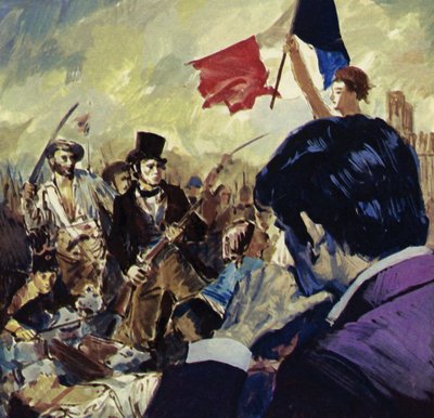 A francia forradalom inspirálta Eugene Delacroix-t a francia népet irányító Szabadság (színes litográfia) megfestésére. alkotó: Luis Arcas Brauner
